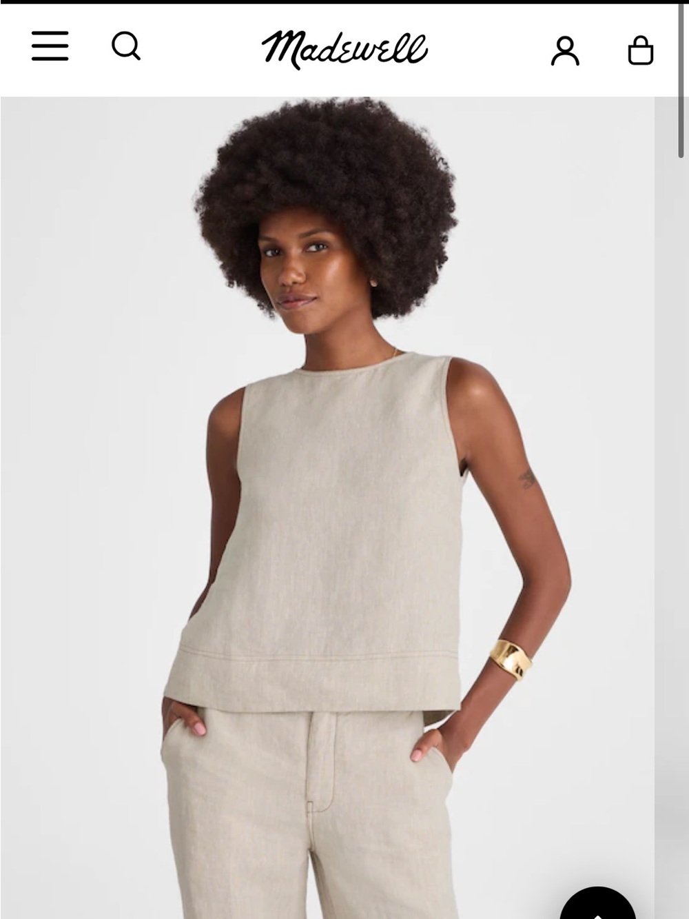 Madewell Linen Pleated Shell Top Beige